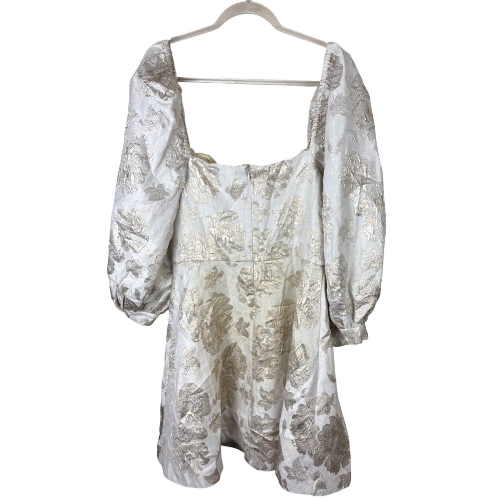Maison Amory Princess Floral Brocade Mini Dress Puff Sleeve Sweetheart Size L - Picture 6 of 7